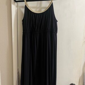 Little black dress with gold braided trim